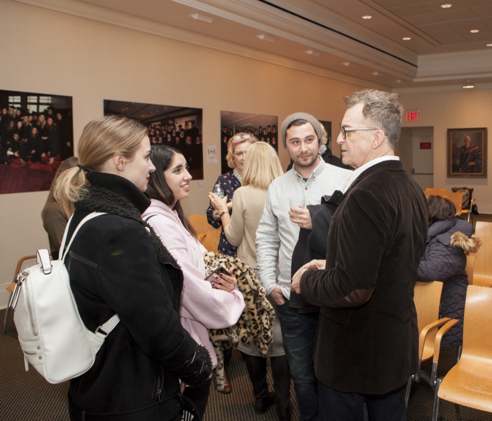 Students gather with Glenn Gissler, New York Metro President 